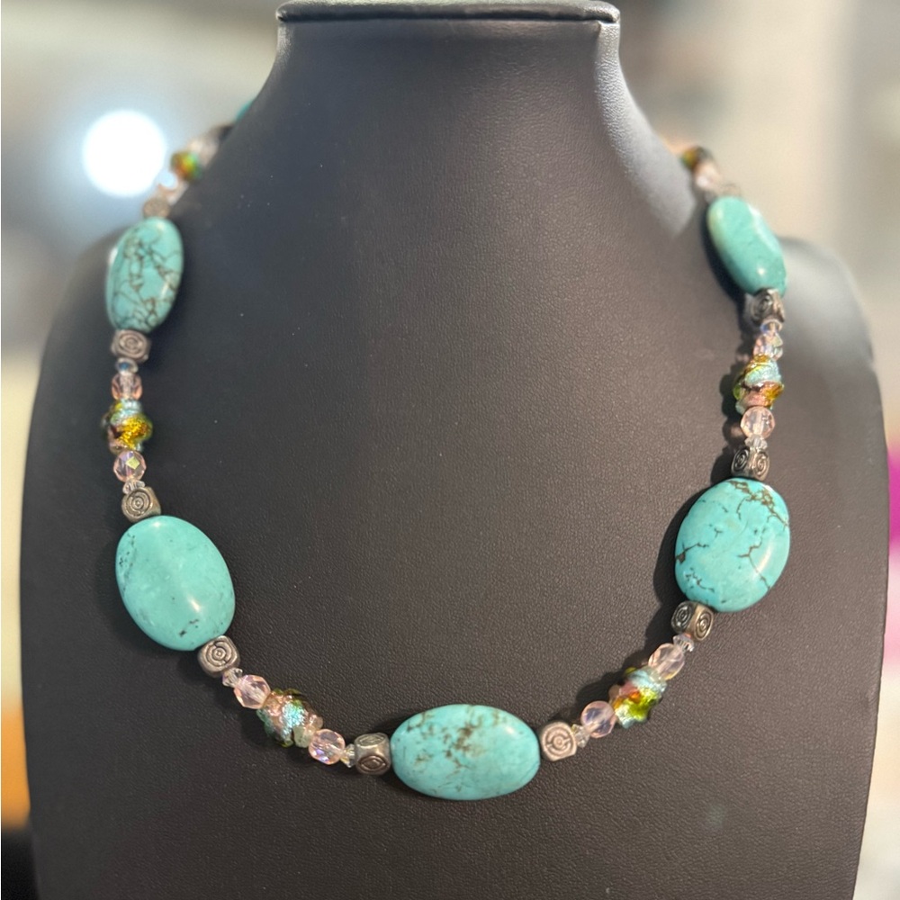 Vintage Turquoise and Crystal Necklace